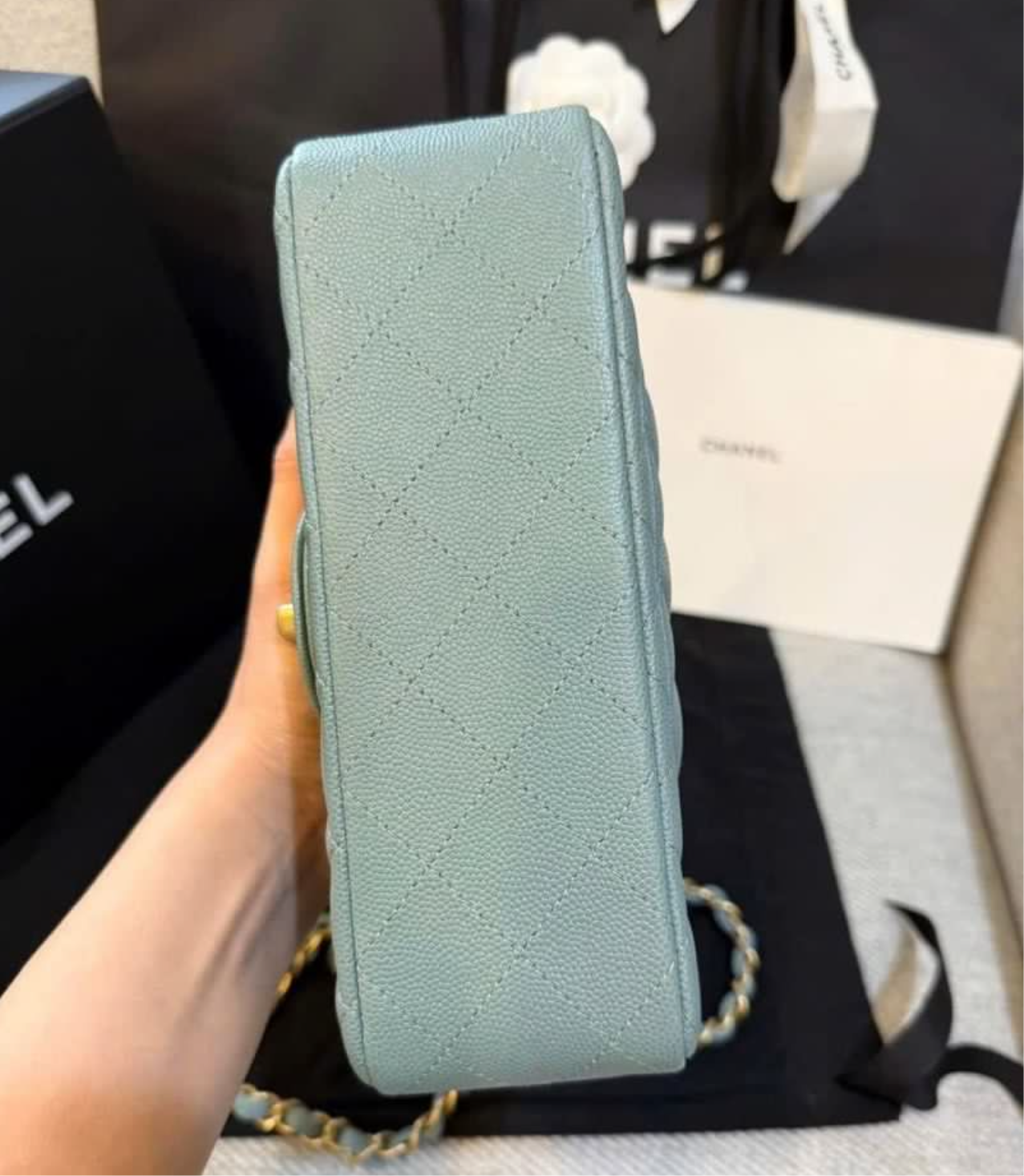 CHANEL CLASSIC BAG / MINI RECTANGLE BLACK CAVIAR SHW