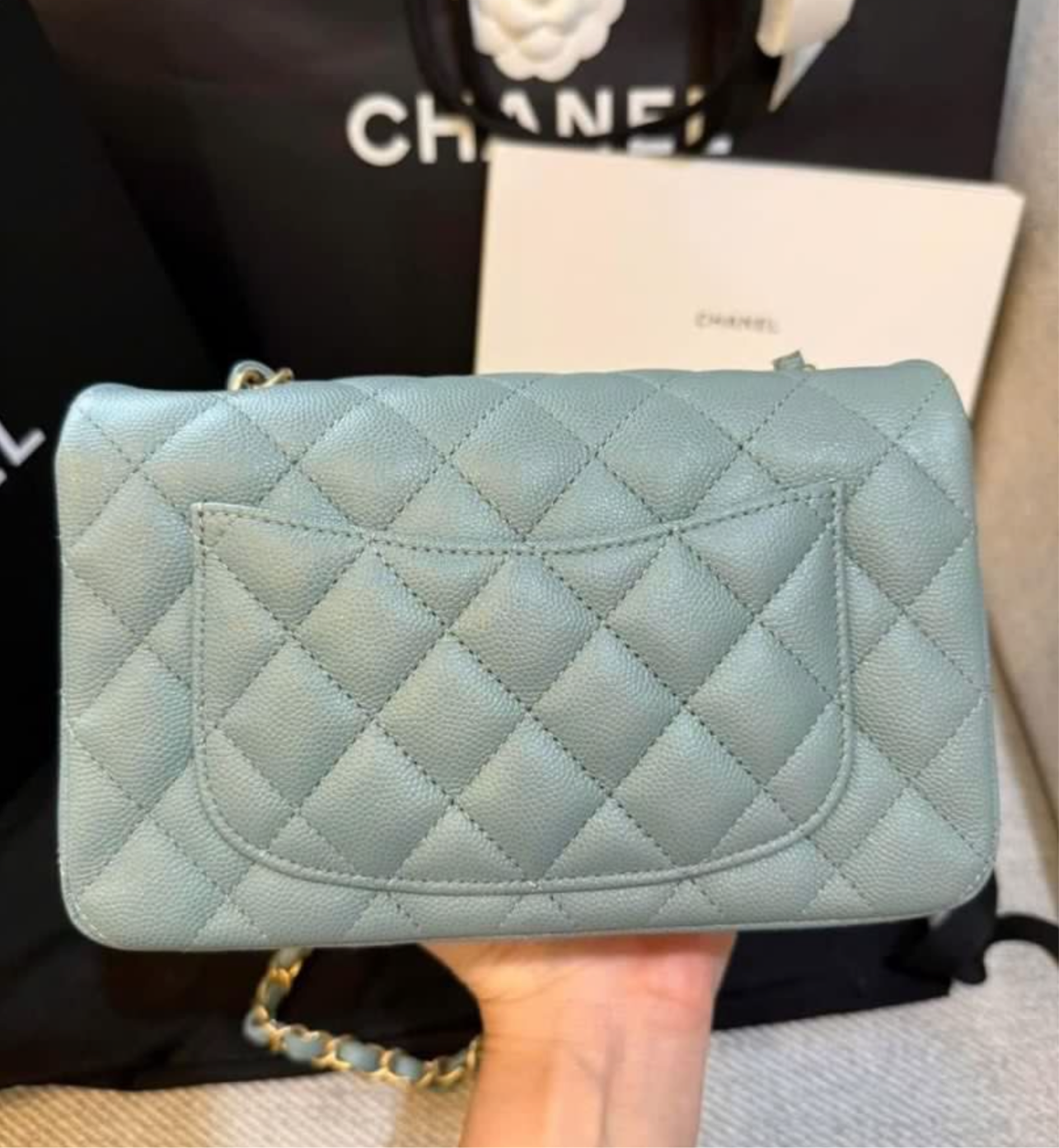 CHANEL CLASSIC BAG / MINI RECTANGLE BLACK CAVIAR SHW