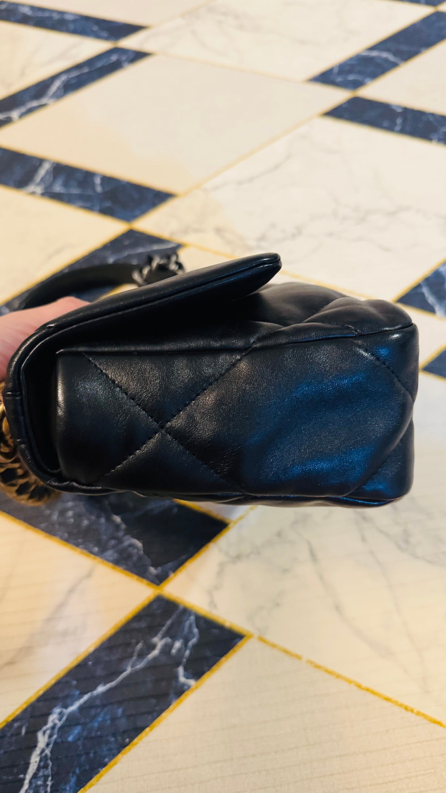 CHANEL 19 FLAG BAG | SMALL BLACK LAMBSKIN GHW
