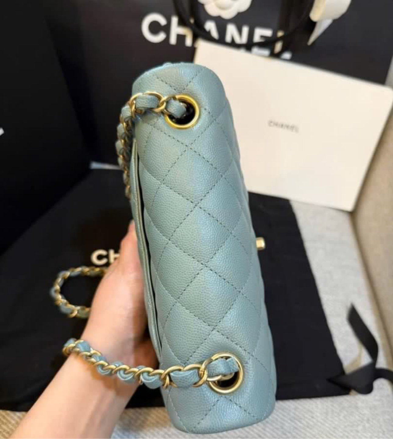 CHANEL CLASSIC BAG / MINI RECTANGLE BLACK CAVIAR SHW