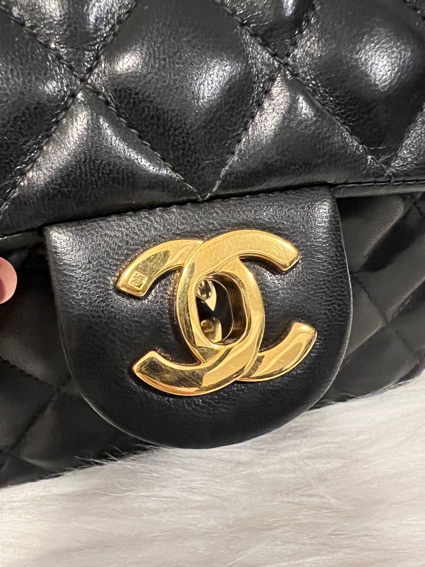 CHANEL CLASSIC BAG / 17CM BLACK LAMBSKIN 24K GHW