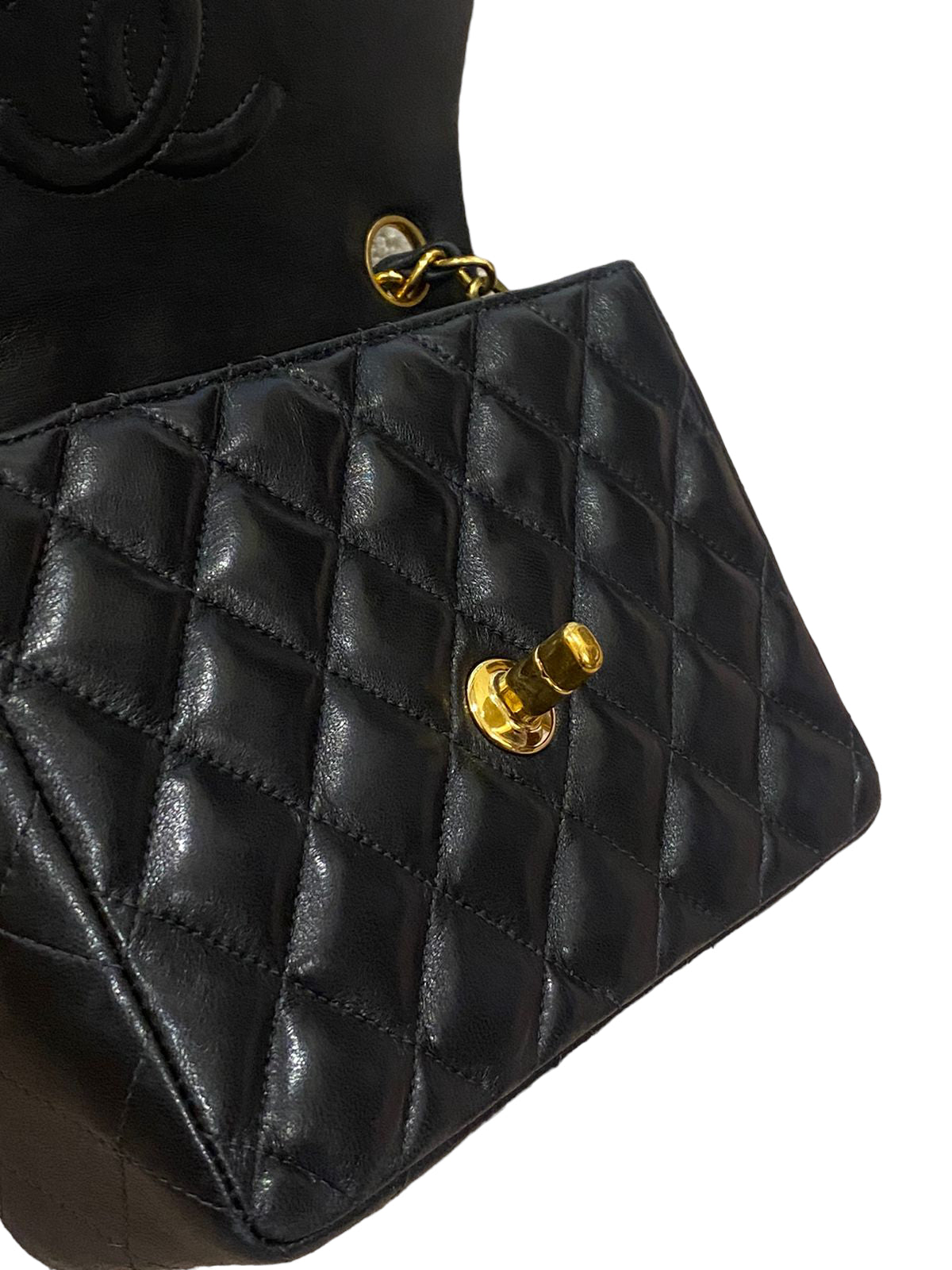 CHANEL CLASSIC BAG / 17CM BLACK LAMBSKIN 24K GHW