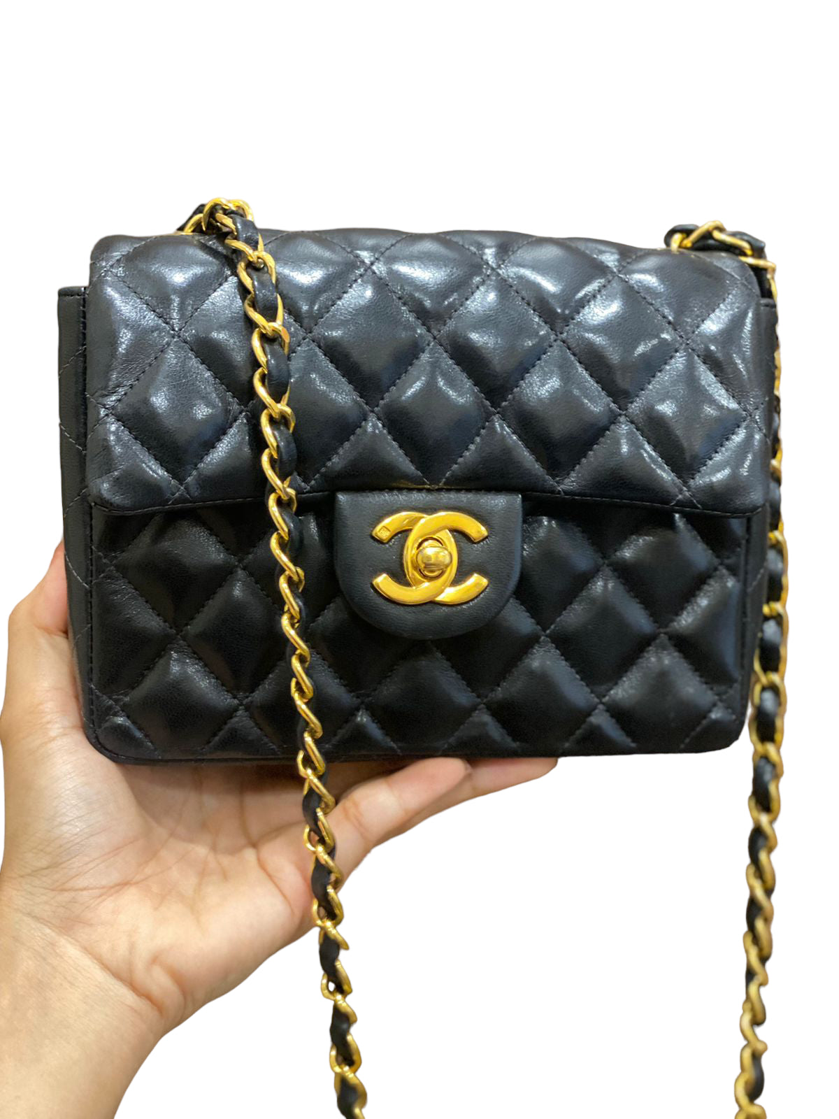 CHANEL CLASSIC BAG / 17CM BLACK LAMBSKIN 24K GHW