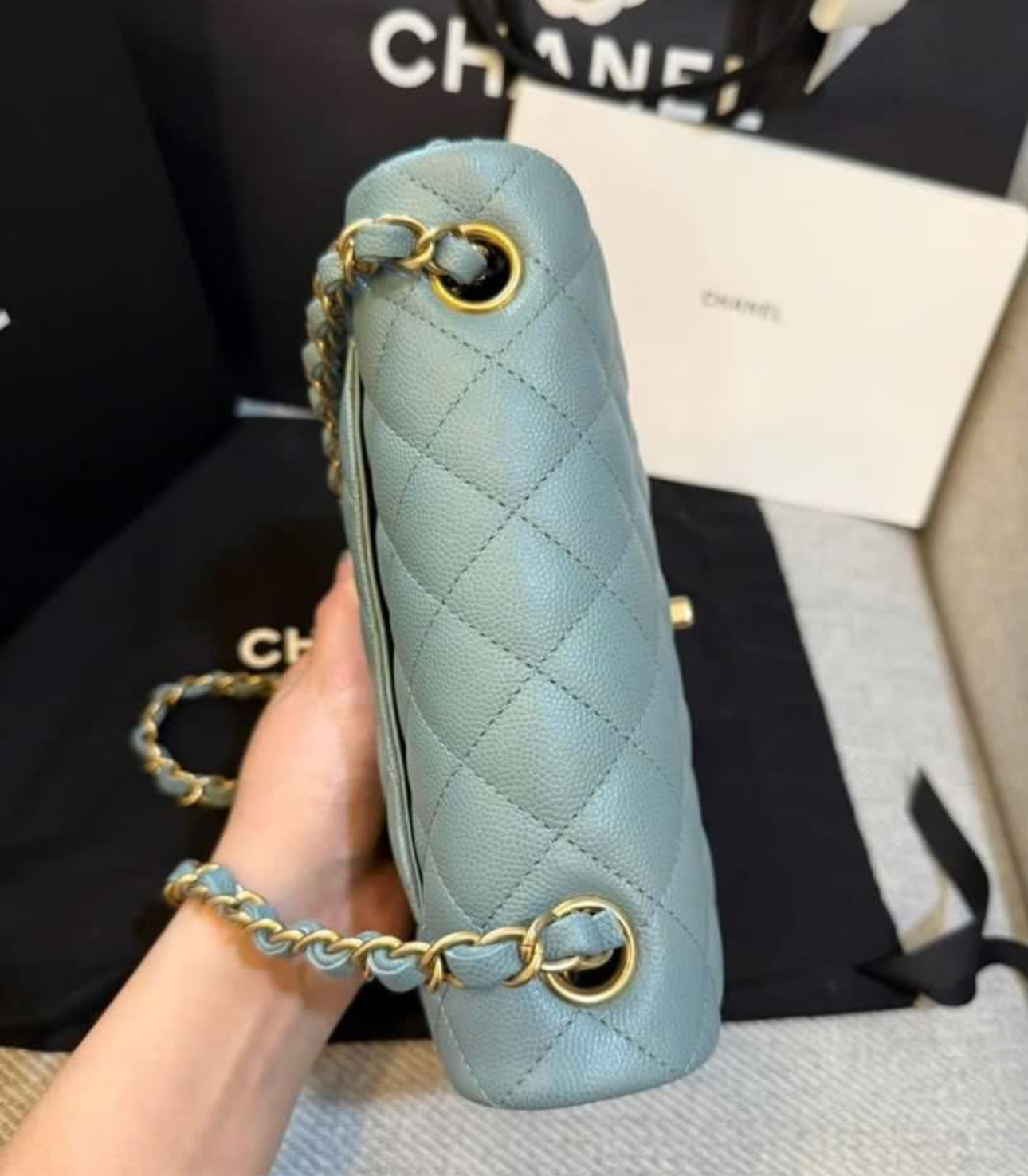 CHANEL CLASSIC BAG / MINI RECTANGLE BLACK CAVIAR SHW