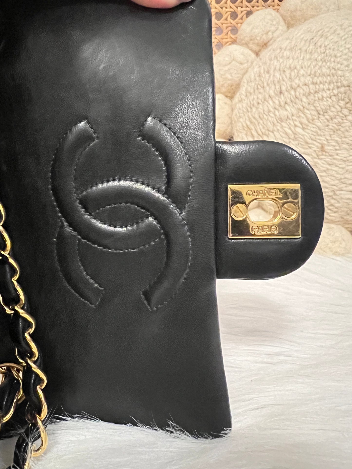 CHANEL CLASSIC BAG / 17CM BLACK LAMBSKIN 24K GHW