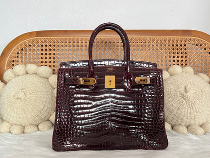 HERMES BIRKIN 30 | BURGUNDY POROSUS CROCODILE SHINY GHW