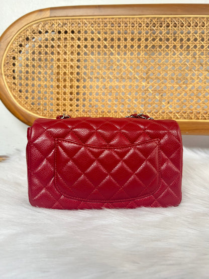 CHANEL CLASSIC BAG / MINI RECTANGLE LIPSTICK RED CAVIAR SHW