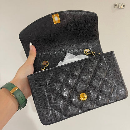 CHANEL DIANA FLAP BAG / SMALL BLACK CAVIAR 24K GHW