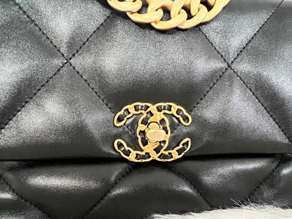 CHANEL 19 FLAG BAG | SMALL BLACK LAMBSKIN GHW