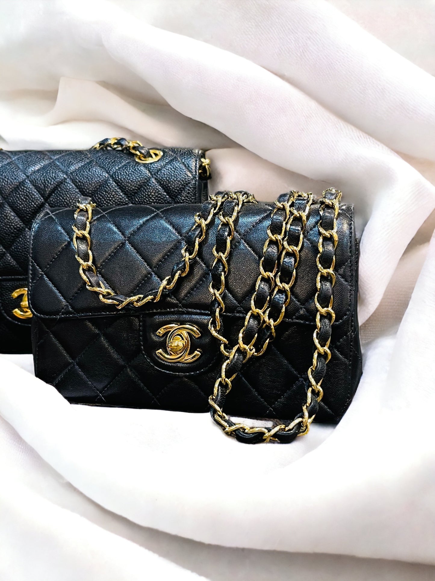 CHANEL CLASSIC BAG / MINI RECTANGLE BLACK LAMBSKIN 24K GHW