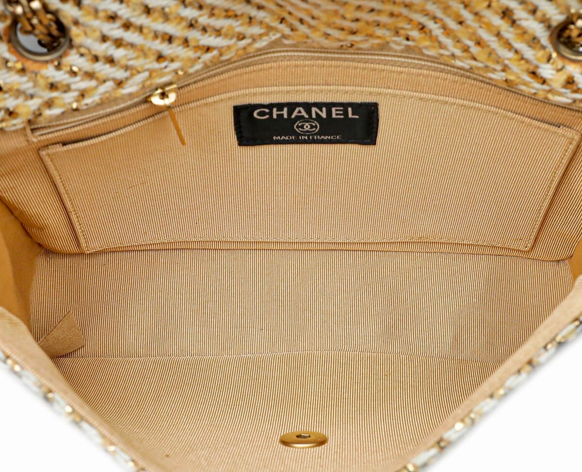 CHANEL TWEED CLASSIC BAG / 25CM GOLD TWEED 24K AGHW