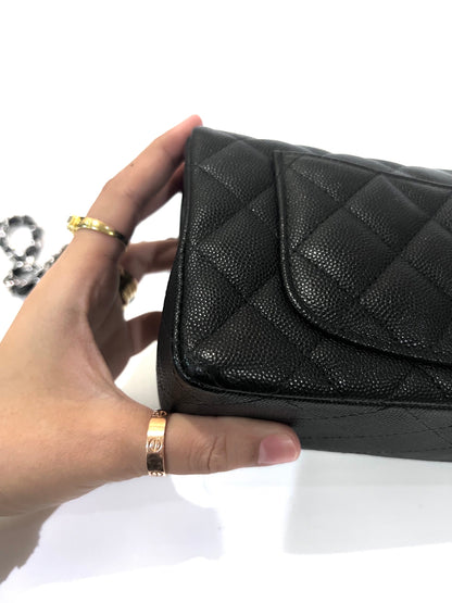 CHANEL CLASSIC BAG / MINI RECTANGLE BLACK CAVIAR SHW