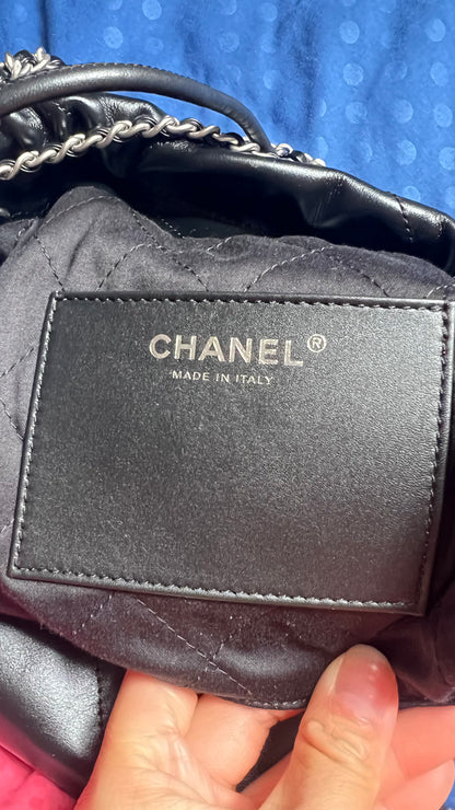 CHANEL MINI 22 BAG / MINI LAMBSKIN BRUSHED SHW