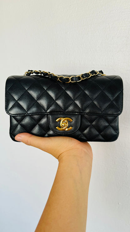 CHANEL CLASSIC FLAP | MINI RECTANGLE CAVIAR BLACK LGHW