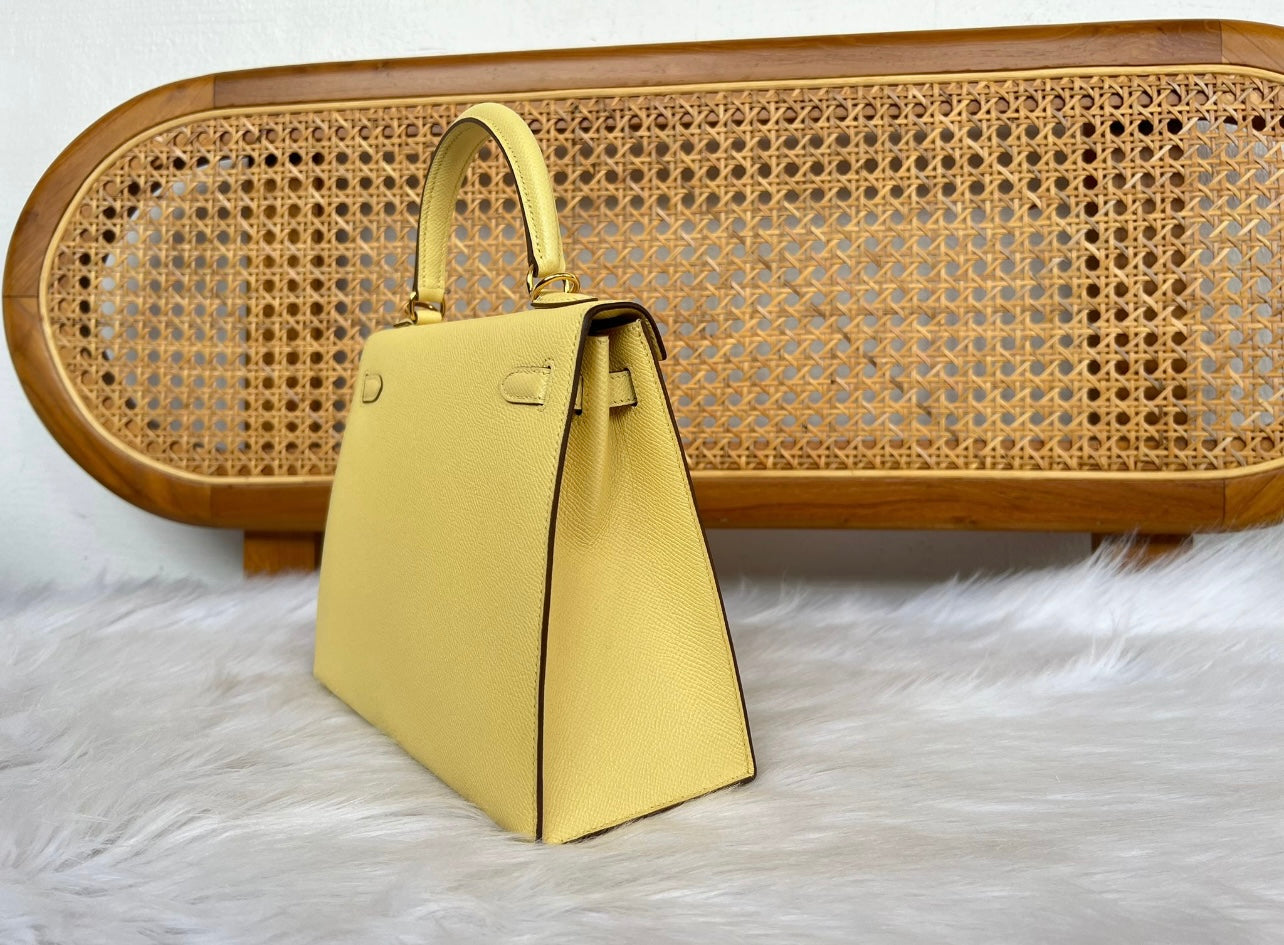 HERMES KELLY 25 | JAUNE POUSSIN EPSOM GHW