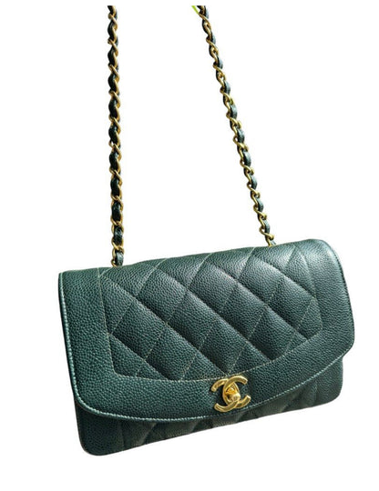 CHANEL DIANA FLAP BAG / SMALL EMERALD GREEN CAVIAR 24K GHW