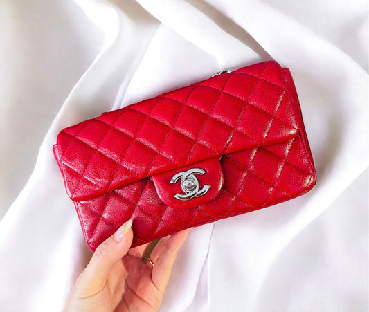 CHANEL CLASSIC BAG / MINI RECTANGLE LIPSTICK RED CAVIAR SHW