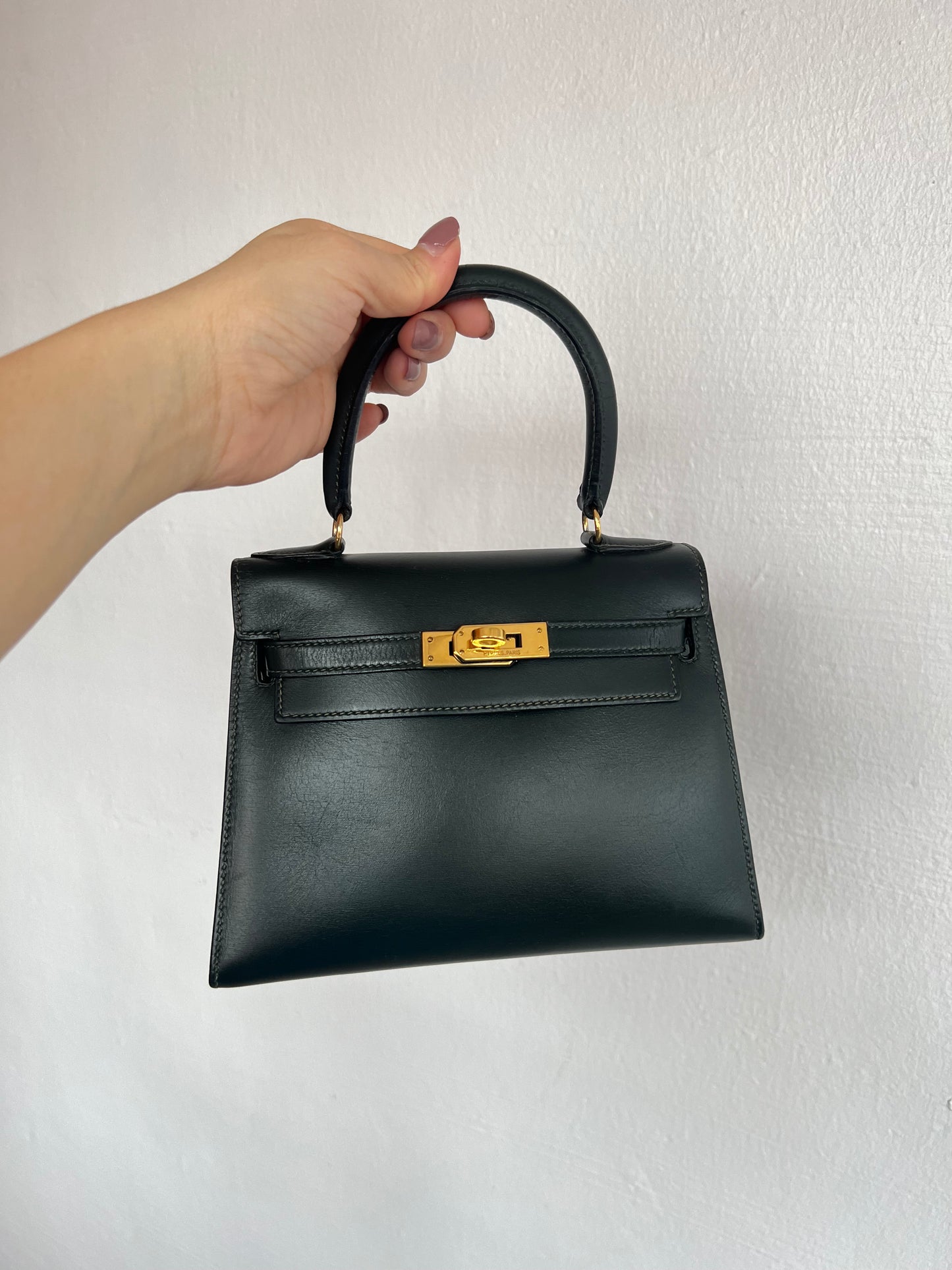 HERMES KELLY 20 | BOX CALF GREEN GHW