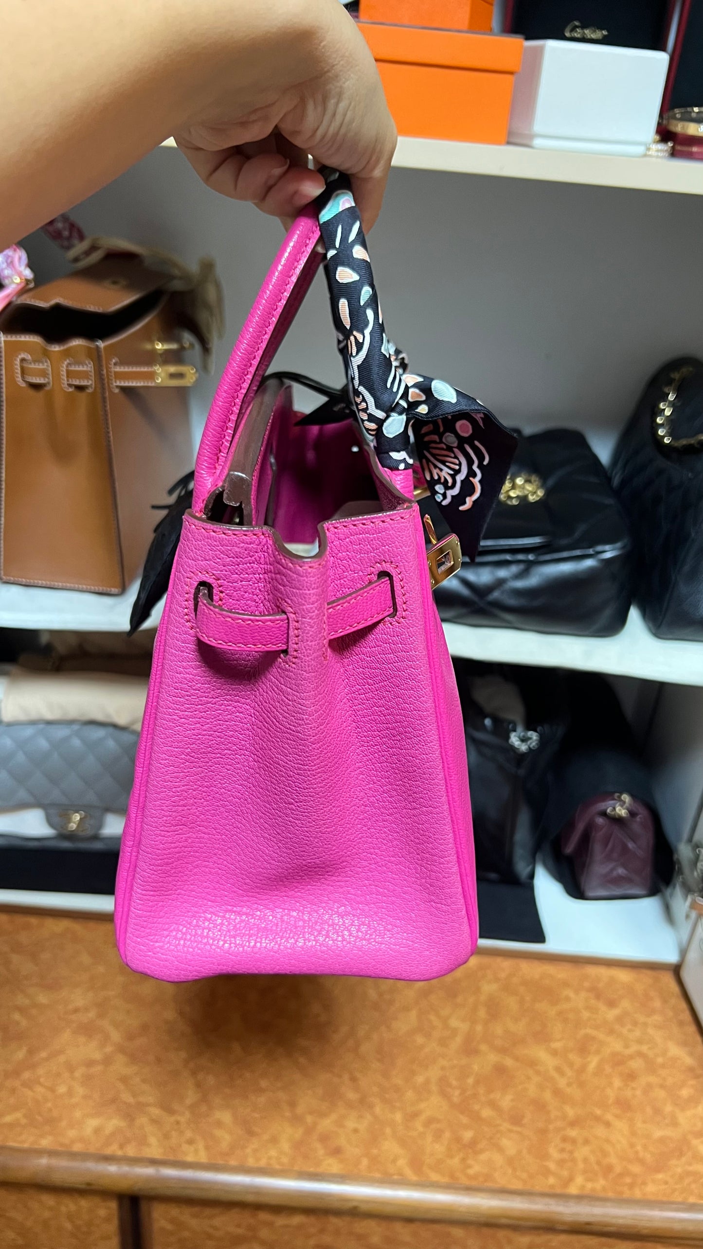 HERMES BIRKIN 25 | ROSE SHOCKING CHERVE GHW