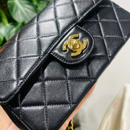 CHANEL CLASSIC BAG / MINI RECTANGLE BLACK LAMBSKIN 24K GHW