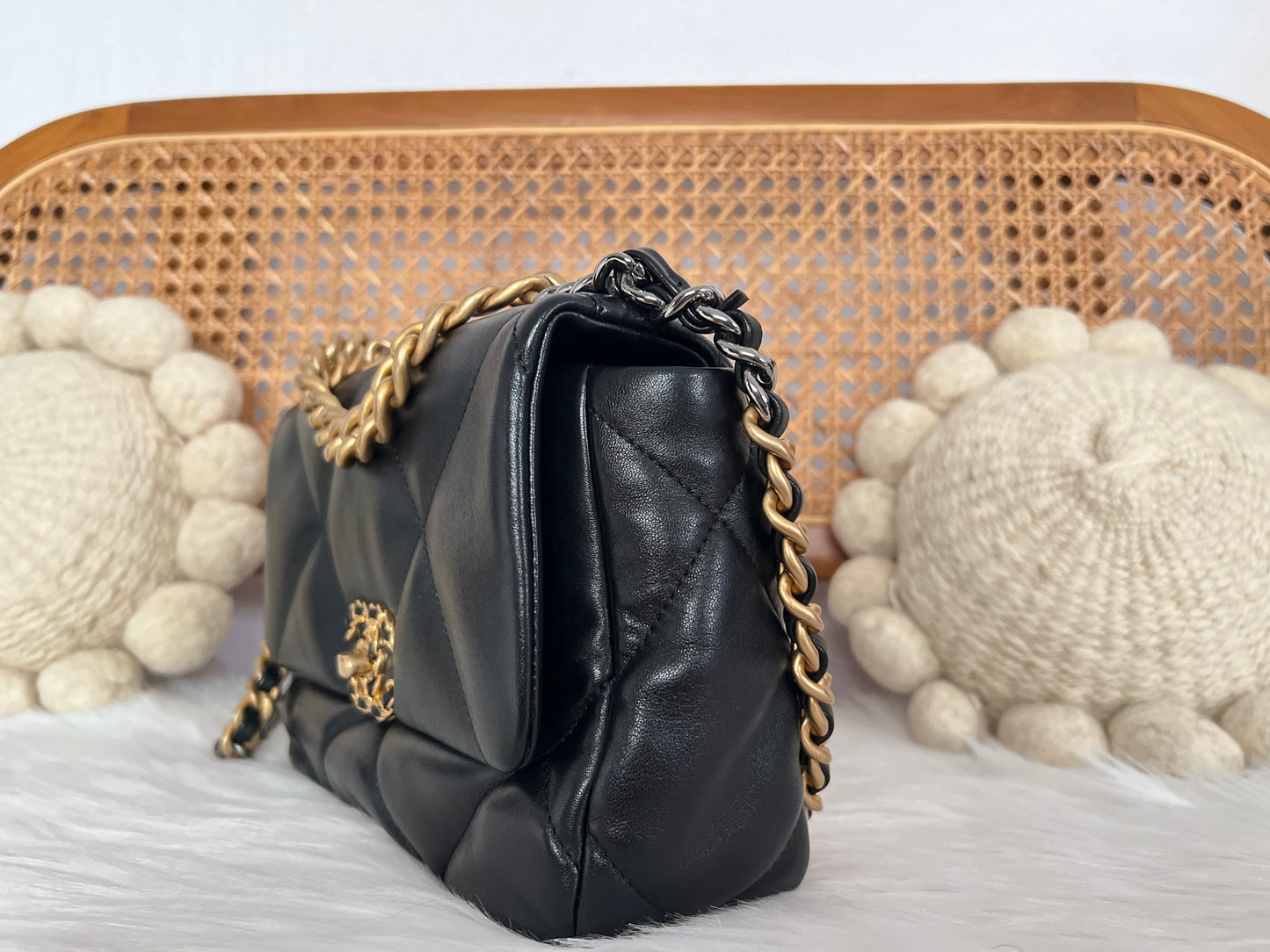 CHANEL 19 FLAG BAG | SMALL BLACK LAMBSKIN GHW