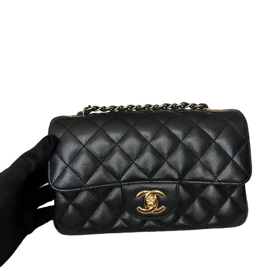 CHANEL CLASSIC FLAP | MINI RECTANGLE CAVIAR BLACK LGHW