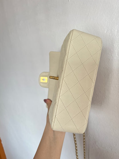 CHANEL CLASSIC BAG / 20CM CAVIAR BEIGE TOP HANDLE AGHW