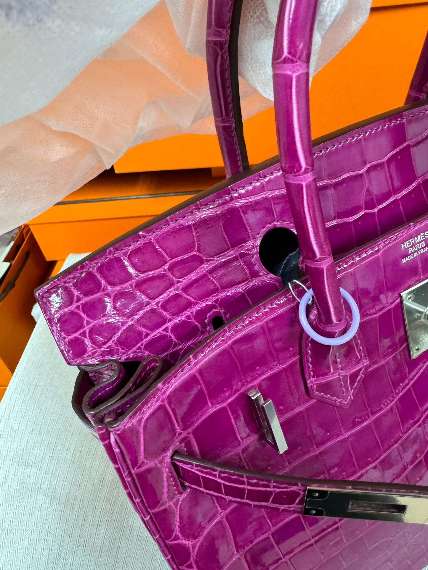 HERMES BIRKIN 30 | FUCHSIA 5J / ROSE SHEHERAZADE NILOTICUS CROCODILE SHINY GHW