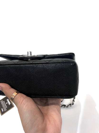 CHANEL CLASSIC BAG / MINI RECTANGLE BLACK CAVIAR SHW