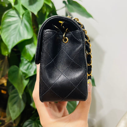 CHANEL CLASSIC BAG / MINI RECTANGLE BLACK LAMBSKIN 24K GHW