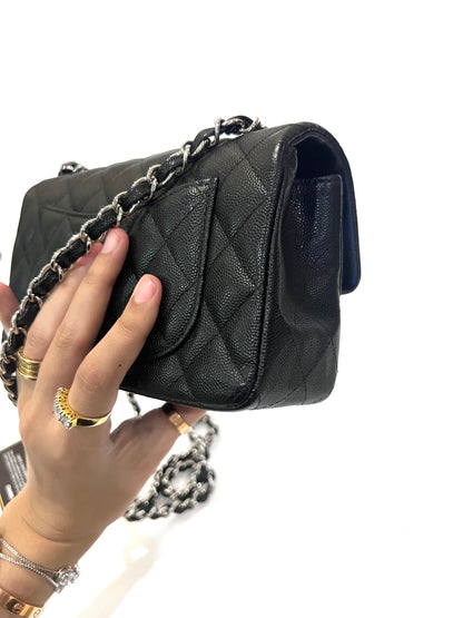 CHANEL CLASSIC BAG / MINI RECTANGLE BLACK CAVIAR SHW