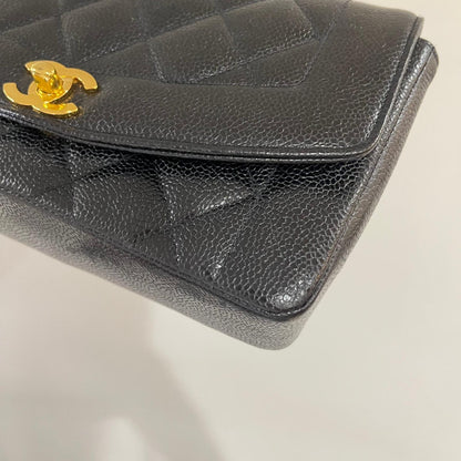 CHANEL DIANA FLAP BAG / SMALL BLACK CAVIAR 24K GHW