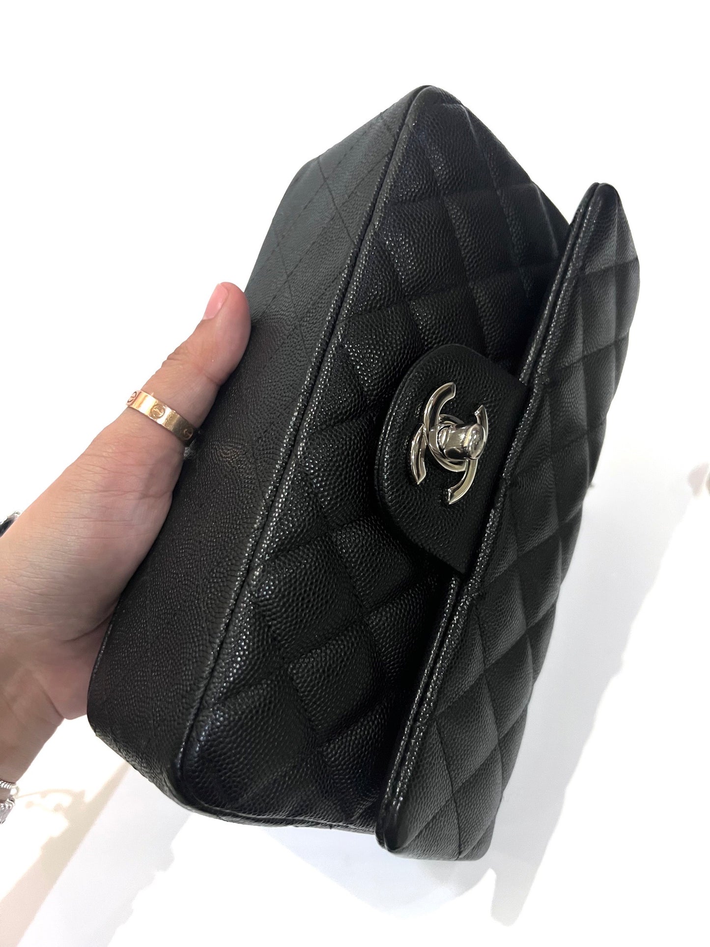 CHANEL CLASSIC BAG / MINI RECTANGLE BLACK CAVIAR SHW