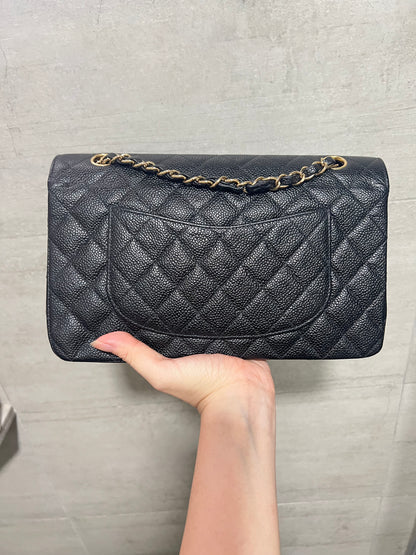 CHANEL CLASSIC FLAP BAG / MEDIUM BLACK CAVIAR 24K GHW