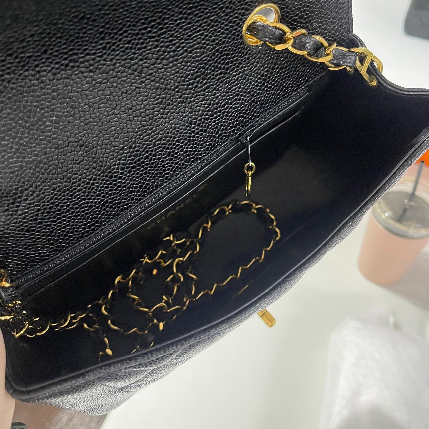 CHANEL DIANA FLAP BAG / SMALL BLACK CAVIAR 24K GHW