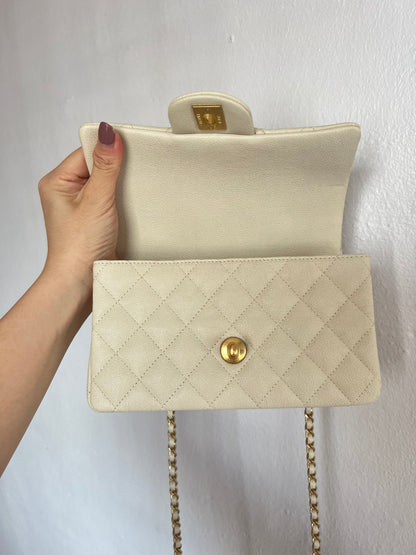 CHANEL CLASSIC BAG / 20CM CAVIAR BEIGE TOP HANDLE AGHW