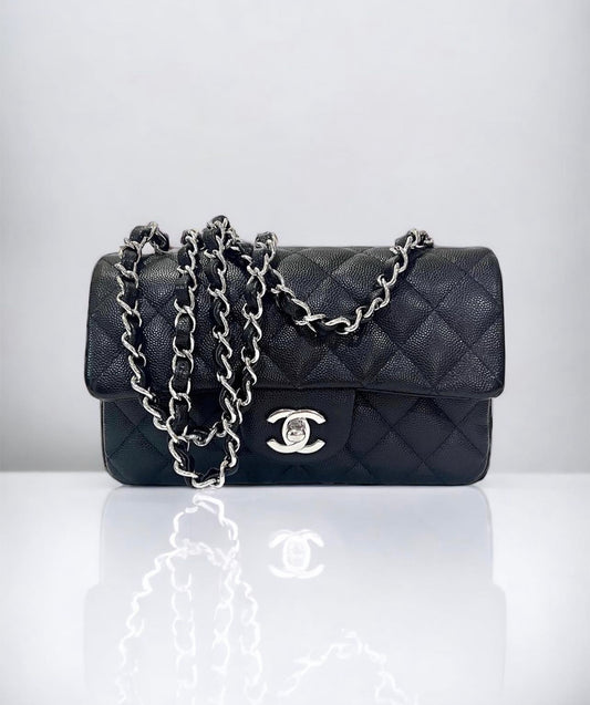 CHANEL CLASSIC BAG / MINI RECTANGLE BLACK CAVIAR SHW