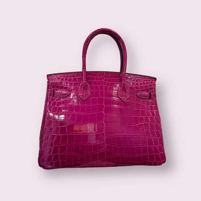 HERMES BIRKIN 30 | FUCHSIA 5J / ROSE SHEHERAZADE NILOTICUS CROCODILE SHINY GHW