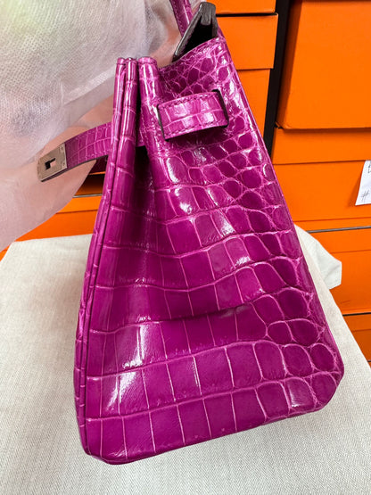 HERMES BIRKIN 30 | FUCHSIA 5J / ROSE SHEHERAZADE NILOTICUS CROCODILE SHINY GHW