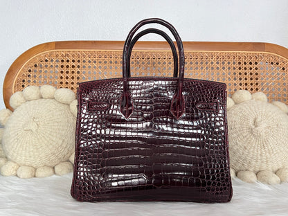 HERMES BIRKIN 30 | BURGUNDY POROSUS CROCODILE SHINY GHW