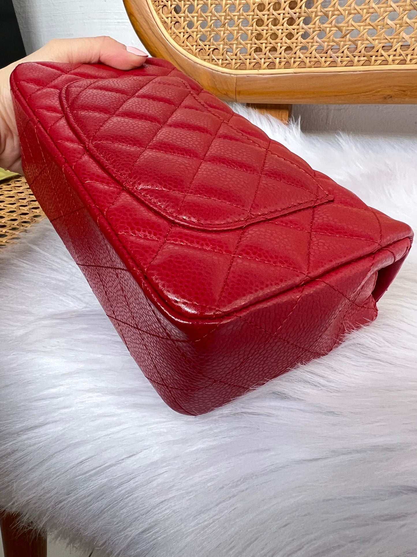 CHANEL CLASSIC BAG / MINI RECTANGLE LIPSTICK RED CAVIAR SHW