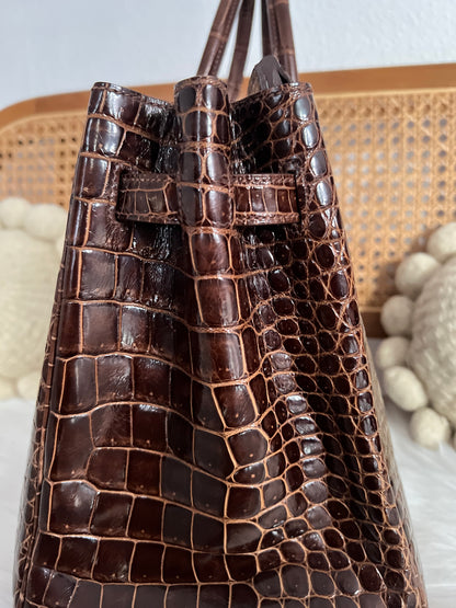 HERMES BIRKIN 35 | BROWN POROSUS CROCODILE SHINY GHW