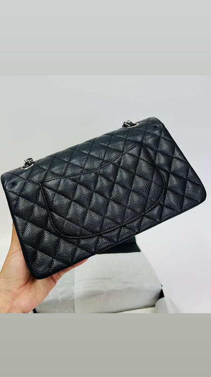 CHANEL CLASSIC FLAP BAG / MEDIUM BLACK CAVIAR SHW