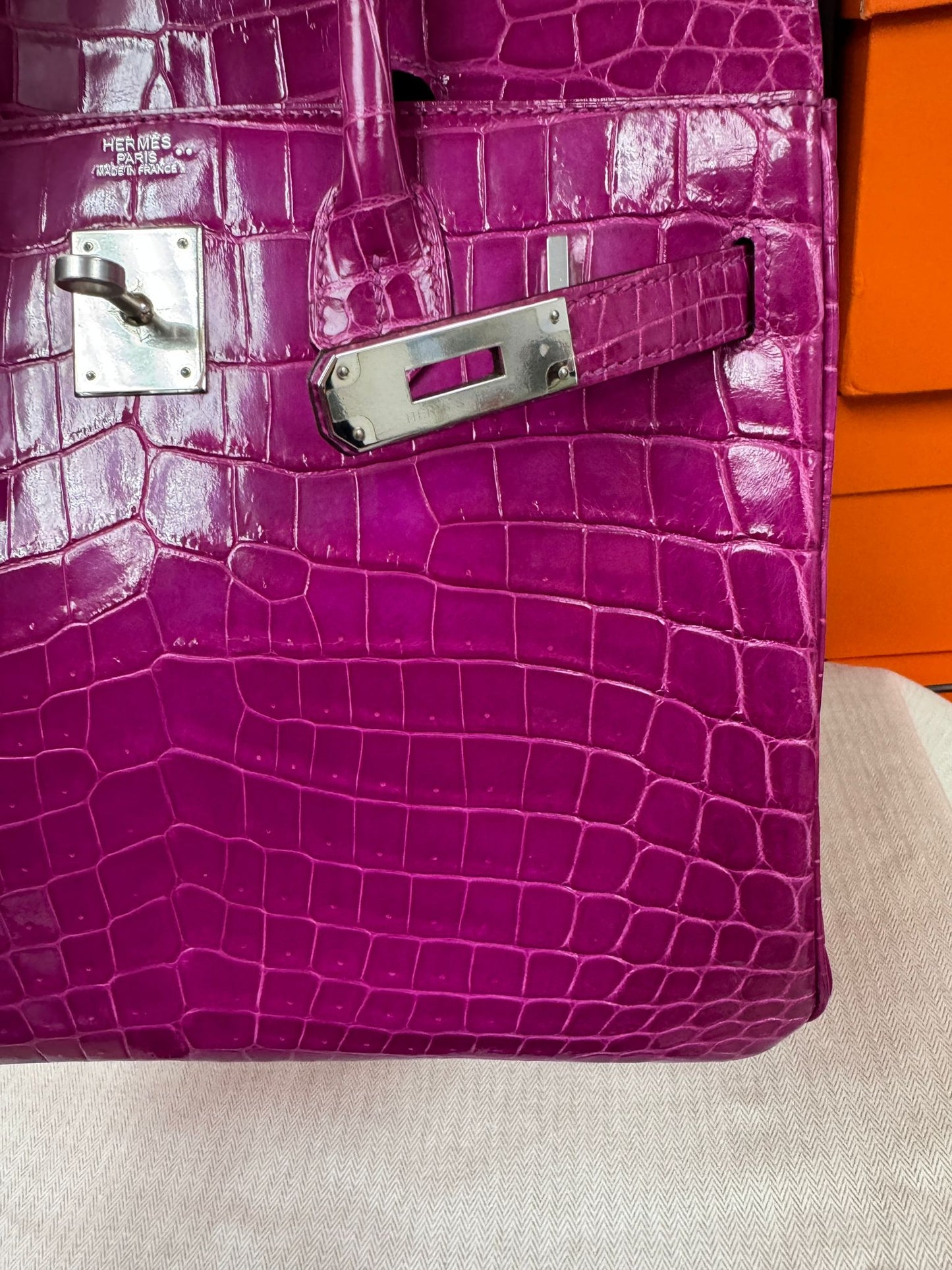 HERMES BIRKIN 30 | FUCHSIA 5J / ROSE SHEHERAZADE NILOTICUS CROCODILE SHINY GHW