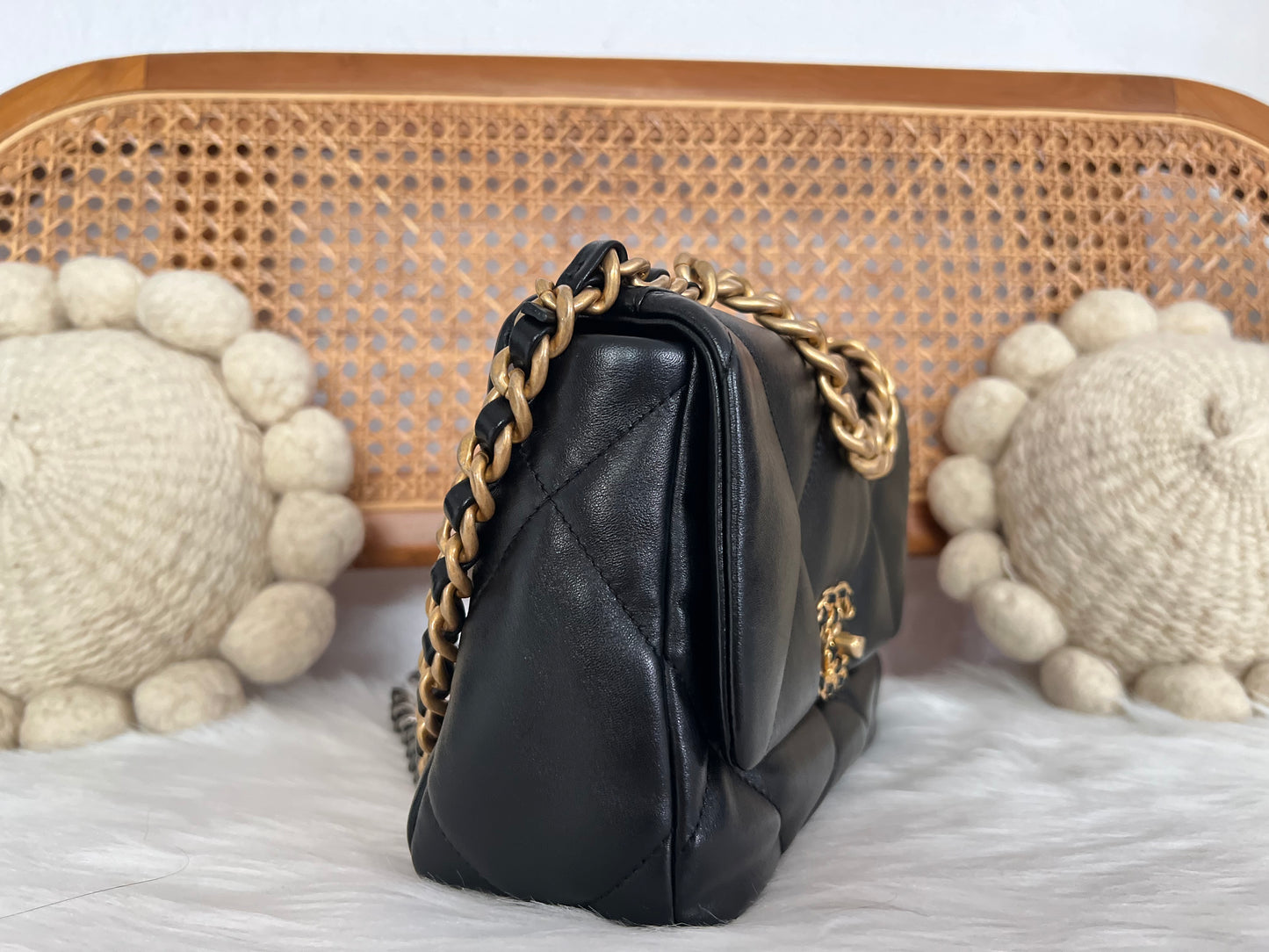 CHANEL 19 FLAG BAG | SMALL BLACK LAMBSKIN GHW