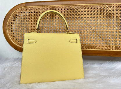 HERMES KELLY 25 | JAUNE POUSSIN EPSOM GHW