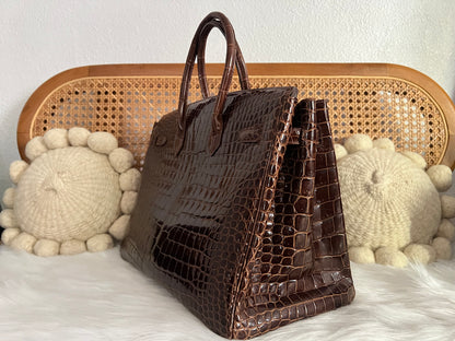 HERMES BIRKIN 35 | BROWN POROSUS CROCODILE SHINY GHW