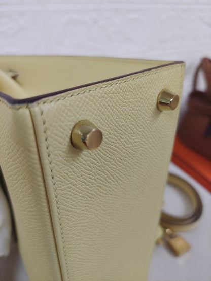 HERMES KELLY 25 | JAUNE POUSSIN EPSOM GHW