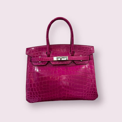 HERMES BIRKIN 30 | FUCHSIA 5J / ROSE SHEHERAZADE NILOTICUS CROCODILE SHINY GHW