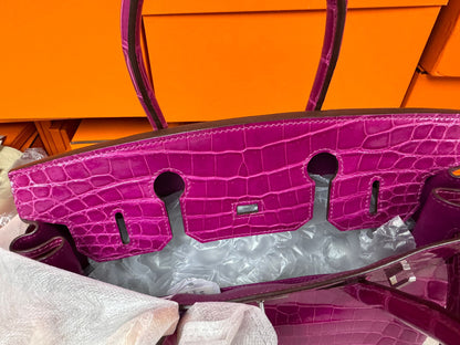 HERMES BIRKIN 30 | FUCHSIA 5J / ROSE SHEHERAZADE NILOTICUS CROCODILE SHINY GHW